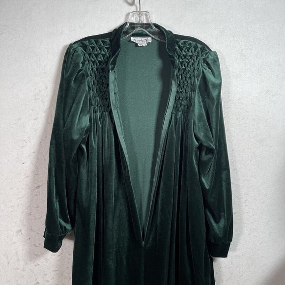 VTG Saybury Womens Velour Full‎ Zip Robe Size S Green Loungewear Long Sleeve - Picture 8 of 10